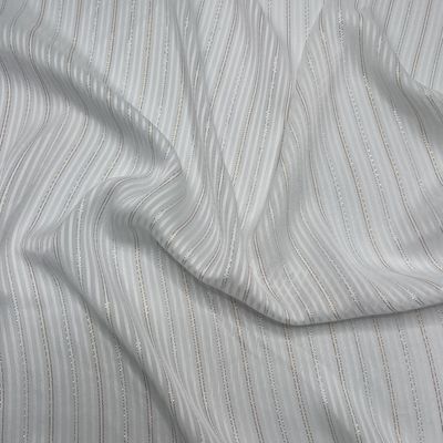 73GSM75D Oro y plata seda satinada con rayas tela de chifón material tela de vestido de mujer